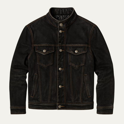 Classic Men's Dark Denim Trucker Jacket - OutfitLondon