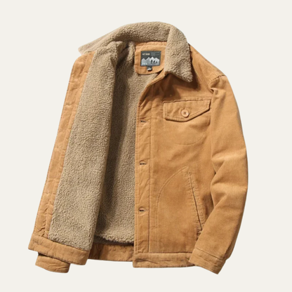 Rustic Mens Faux Fur Lined Corduroy Coat