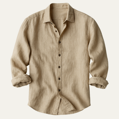 Classic Mens Linen Long Sleeve Shirt - OutfitLondon
