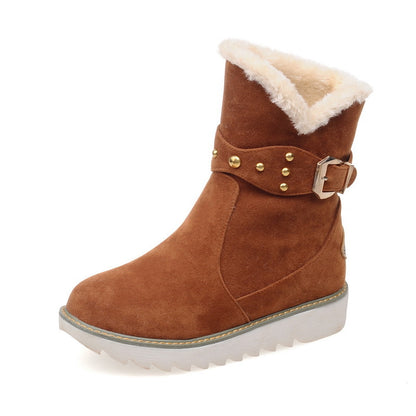 Non Slip Snow Ankle Boots Warm Fur Lined Slip on Booties