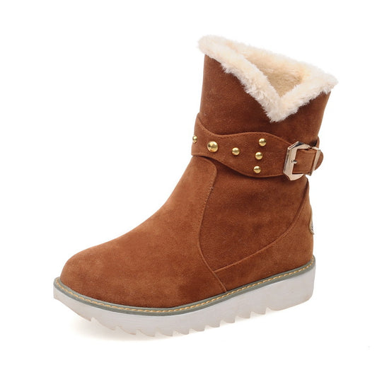 Non Slip Snow Ankle Boots Warm Fur Lined Slip on Booties