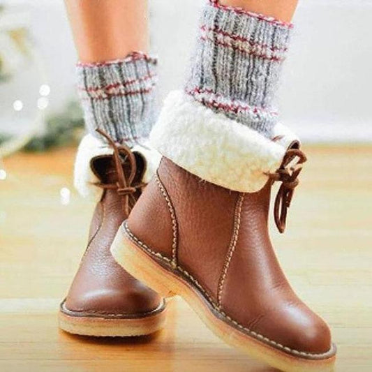 Compact Foldable Ankle Leather Boots - OutfitLondon
