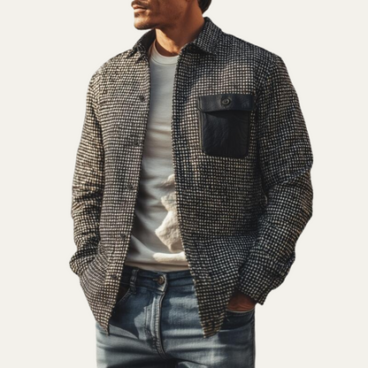 Classic Houndstooth Men's Winter Coat