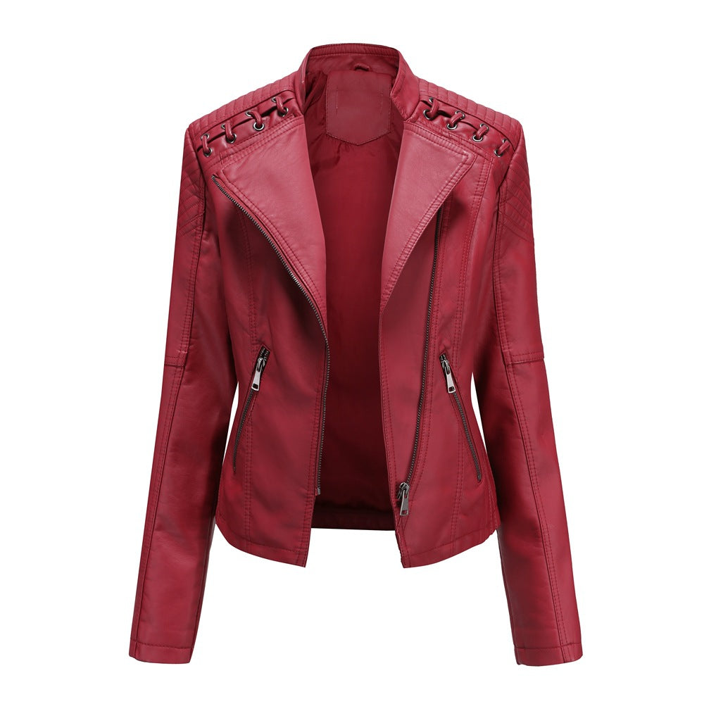 Classic Synthetic Leather Ladies Coat for Everyday Use