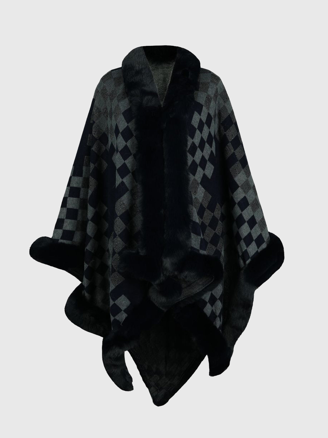 Soft Printed Fleece Poncho Wrap