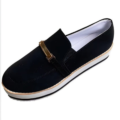 Women's Button Nubuck Flat Heel Flats