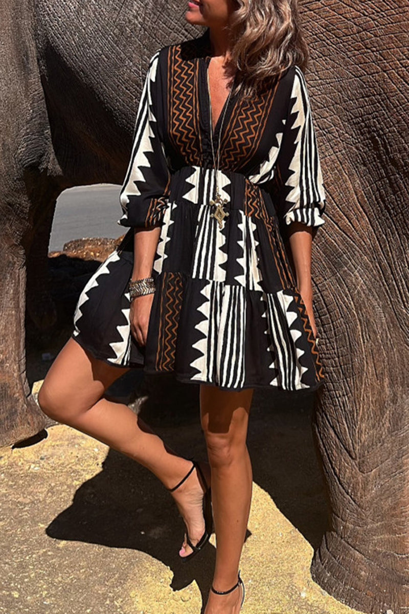 Elegant V Neck Summer Dress for Ladies - OutfitLondon