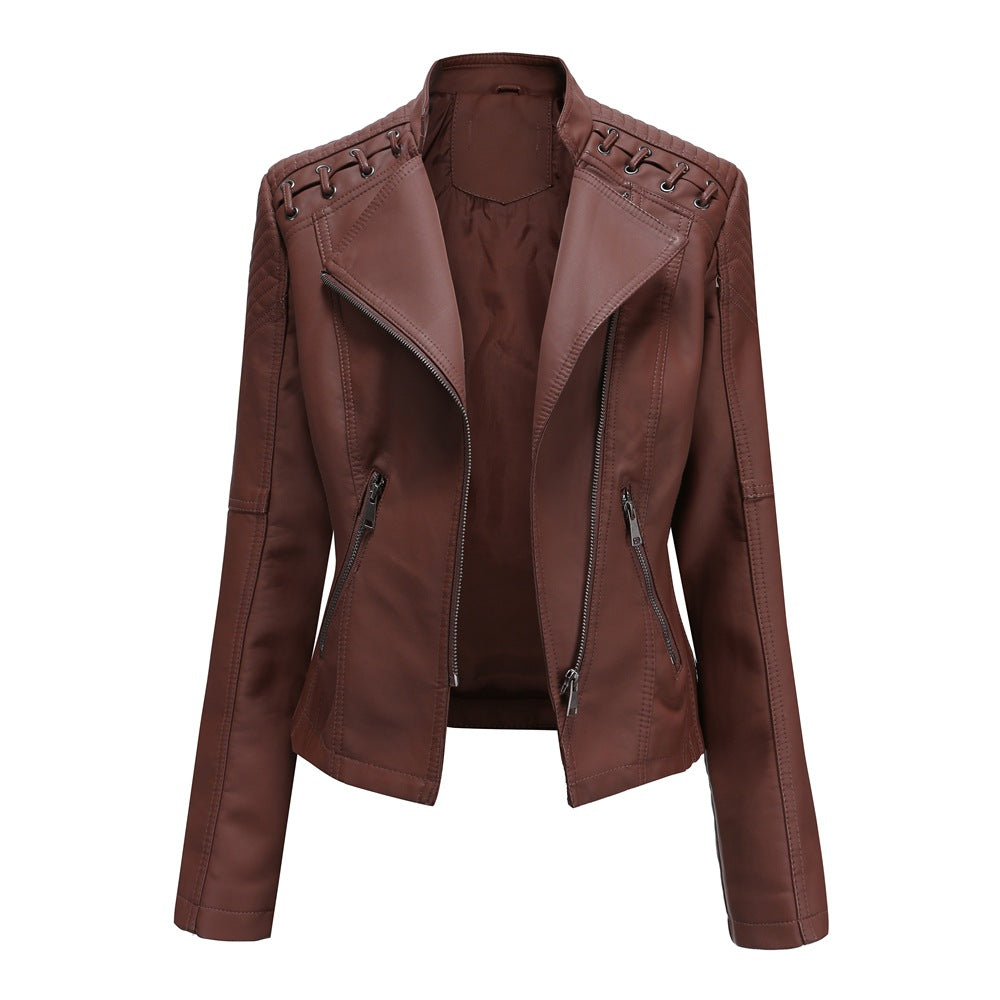 Classic Synthetic Leather Ladies Coat for Everyday Use