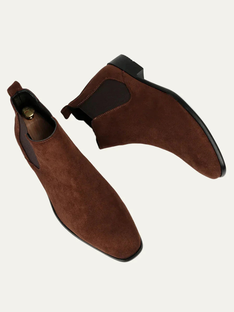 Men's Leather Ankle Boots with Sharp Tip - OutfitLondon