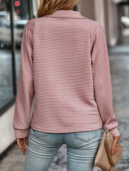 Fashionable Ladies Pullover with Half Zip