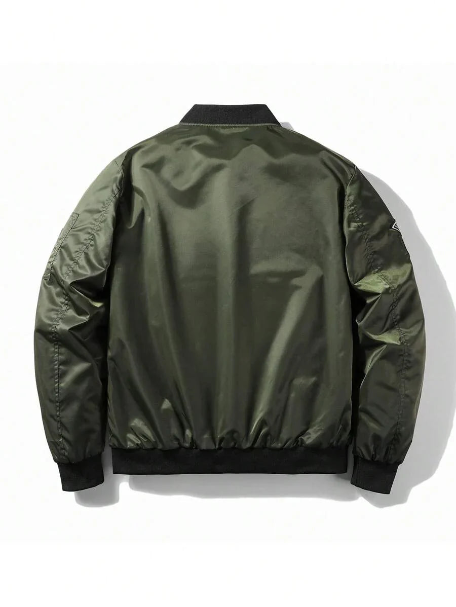 Versatile Military Green Bomber Jacket