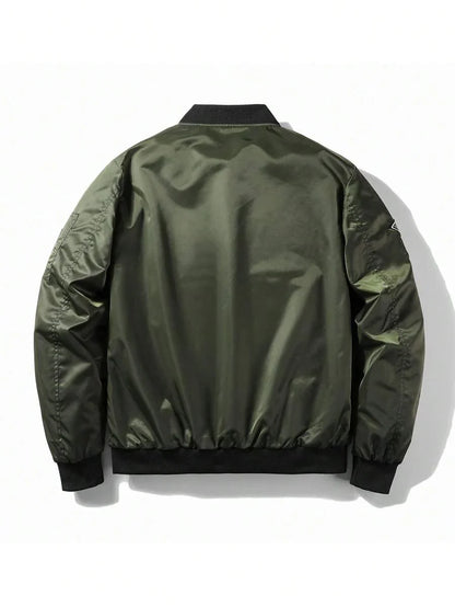 Versatile Military Green Bomber Jacket