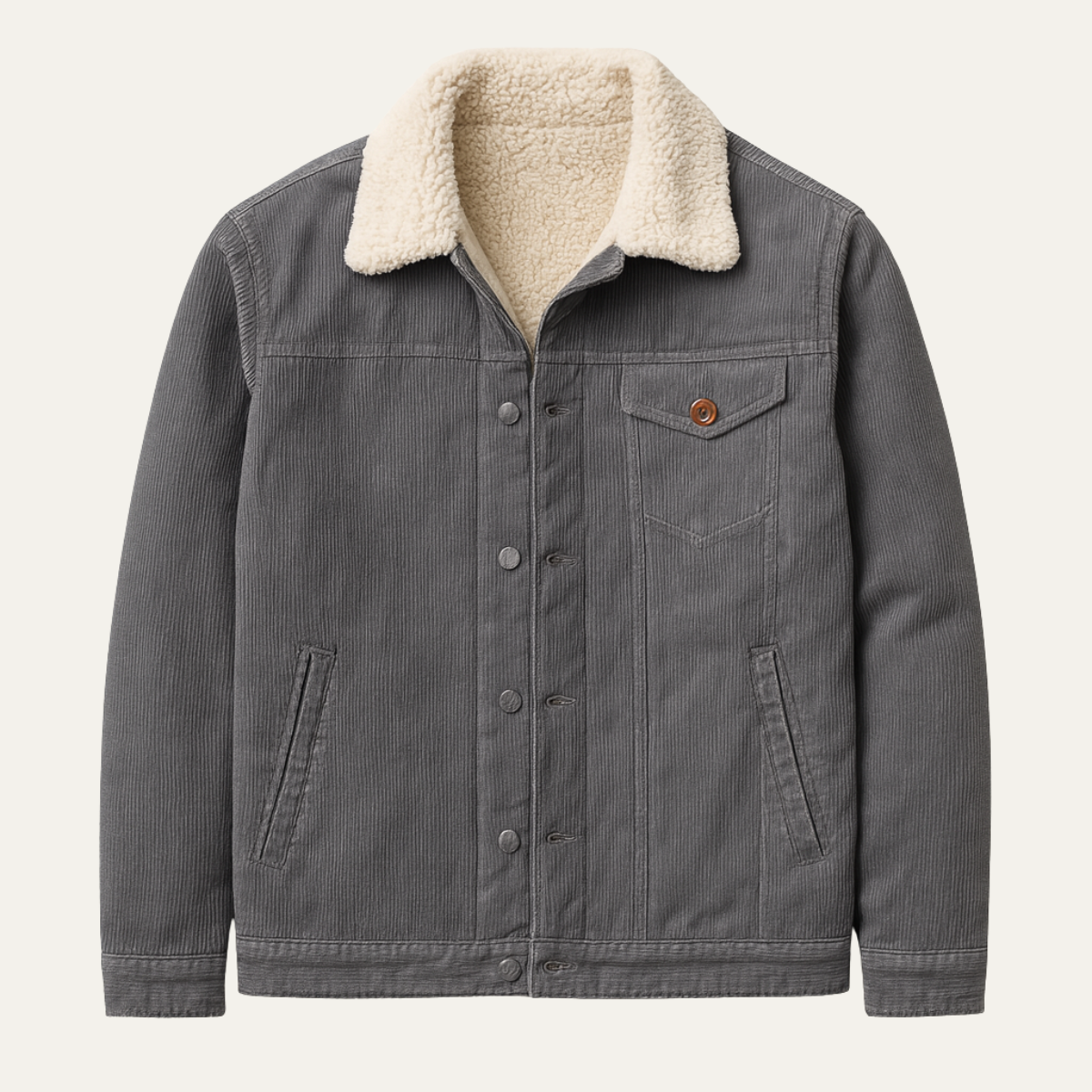 Rustic Mens Faux Fur Lined Corduroy Coat - OutfitLondon
