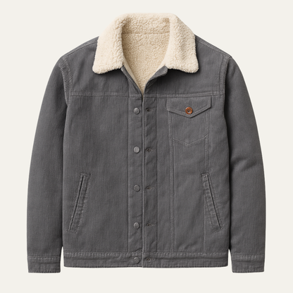 Rustic Mens Faux Fur Lined Corduroy Coat - OutfitLondon