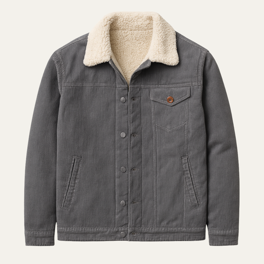 Rustic Mens Faux Fur Lined Corduroy Coat - OutfitLondon