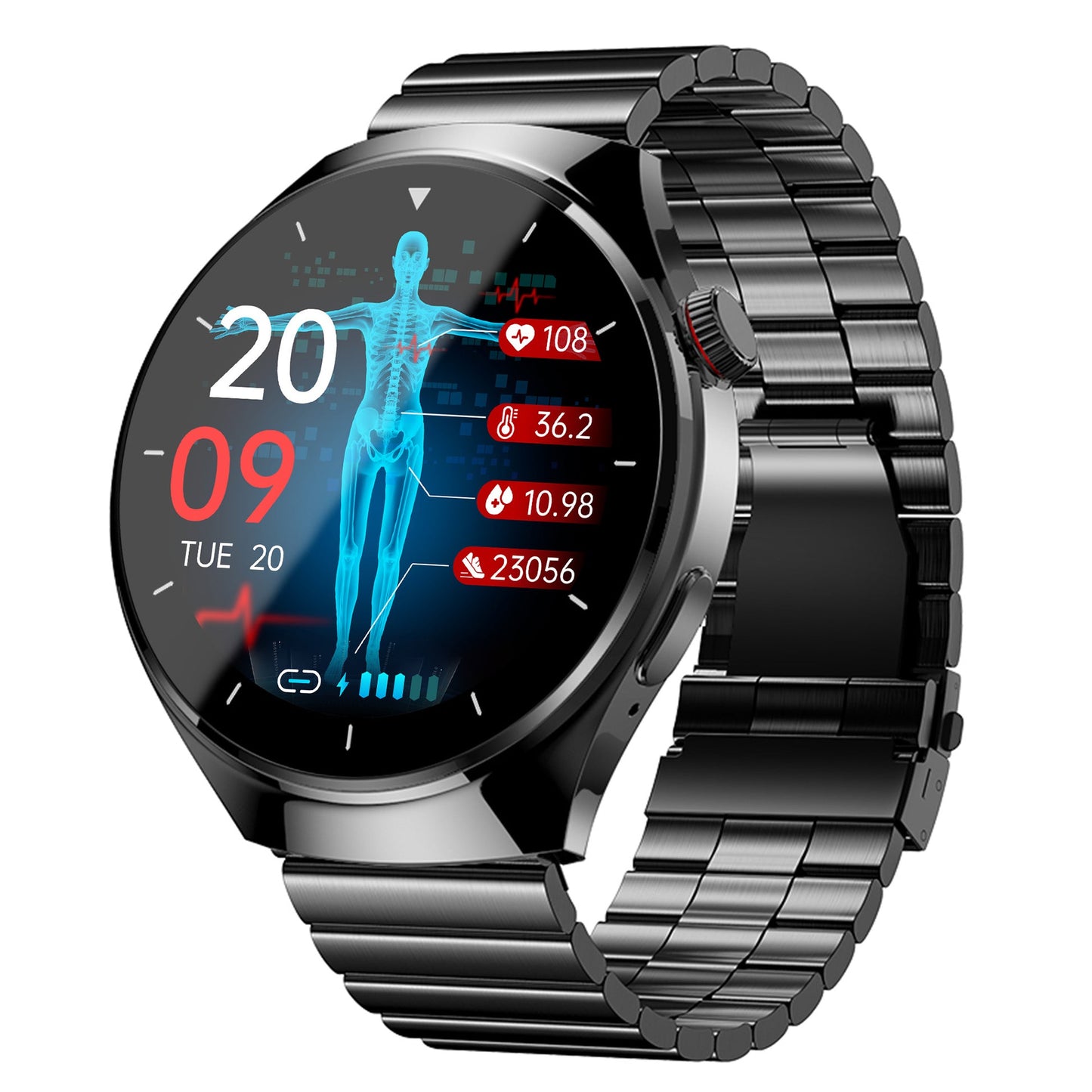 One-click Blood Pressure Blood Sugar ECG/EKG HRV Heart Rate Monitor Health Smart Watch