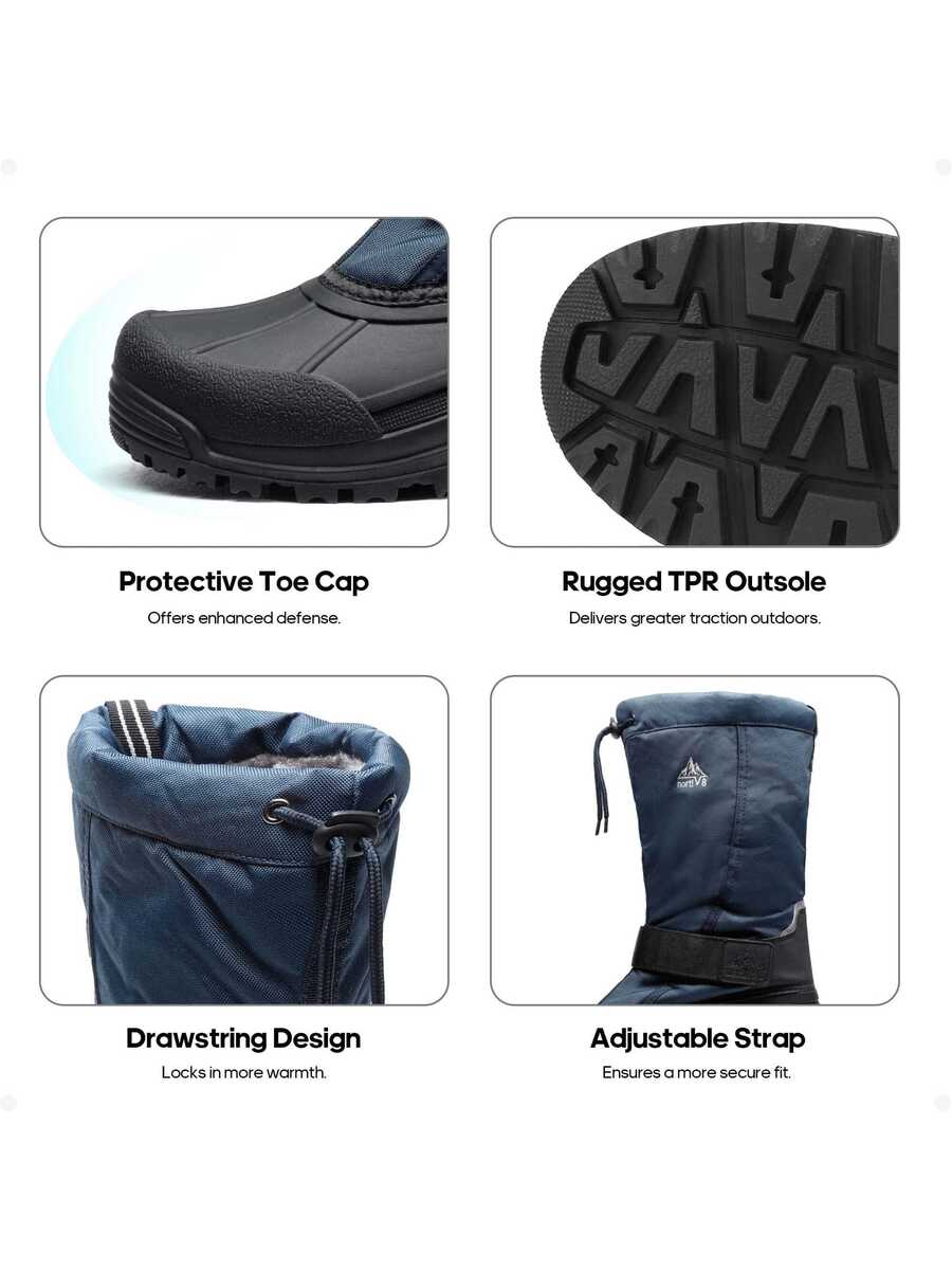 Men's High Insulated Snow Boots with Strap and Laces