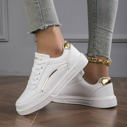 Shiny Women's Leather Trainers - OutfitLondon