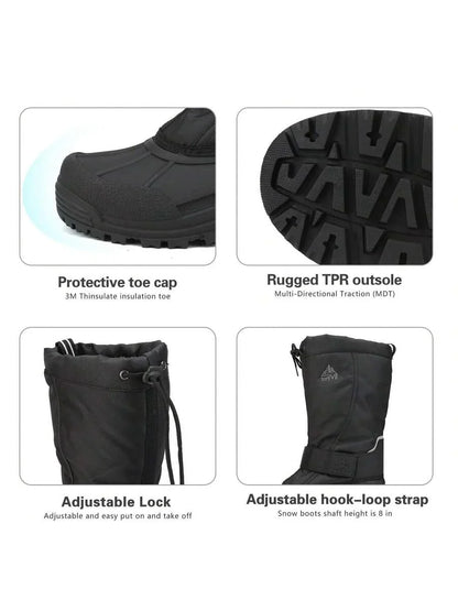 Men's High Insulated Snow Boots with Strap and Laces