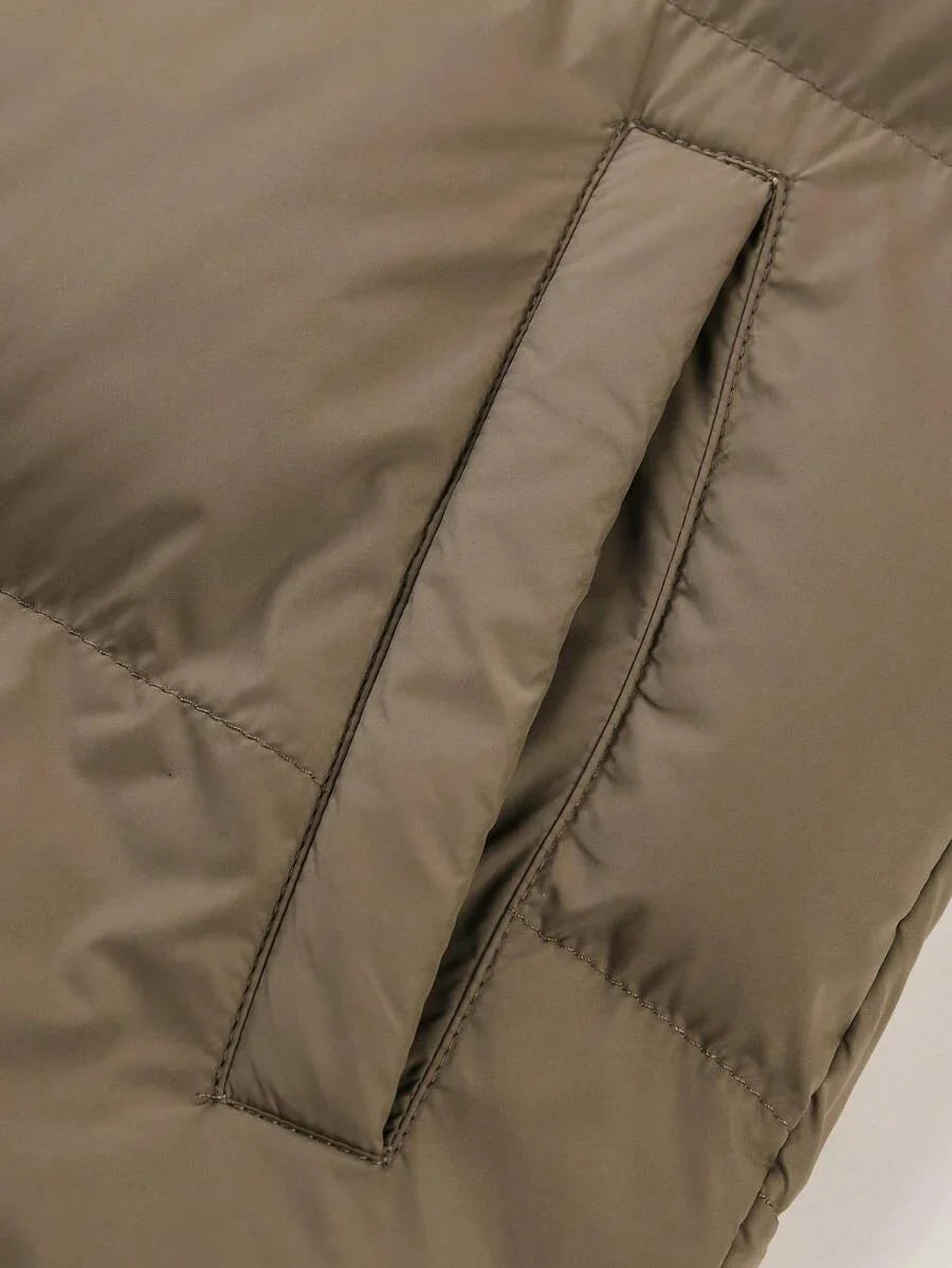 Comfortable Insulated Khaki Coat