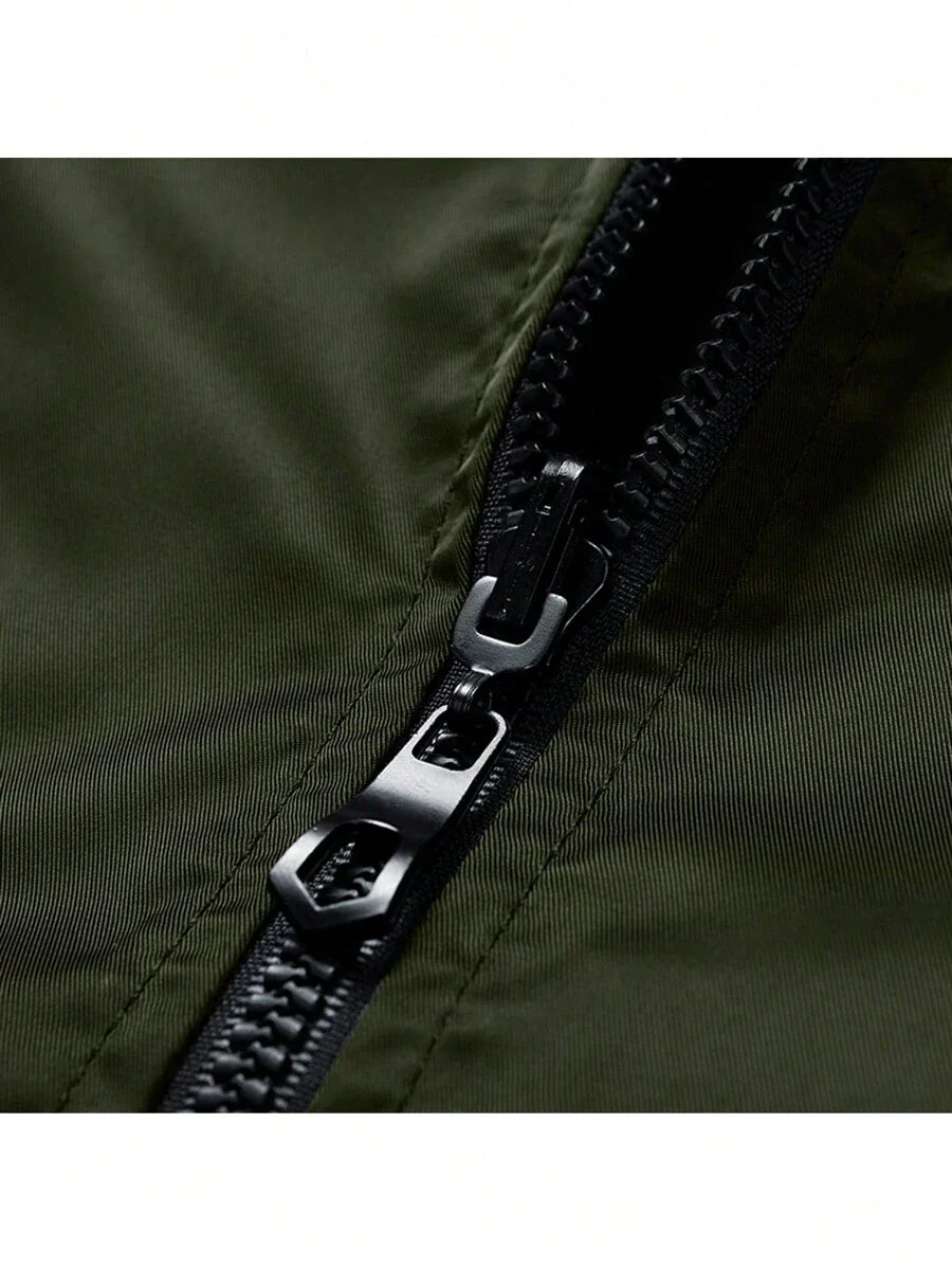 Versatile Military Green Bomber Jacket