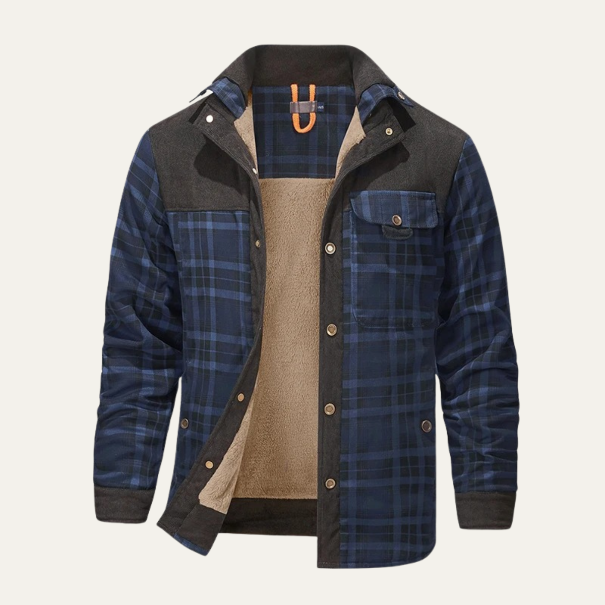 Warm Plaid Fleece Lined Men's Flannel Jacket