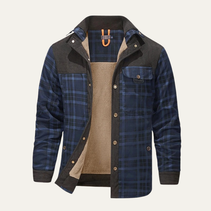 Warm Plaid Fleece Lined Men's Flannel Jacket