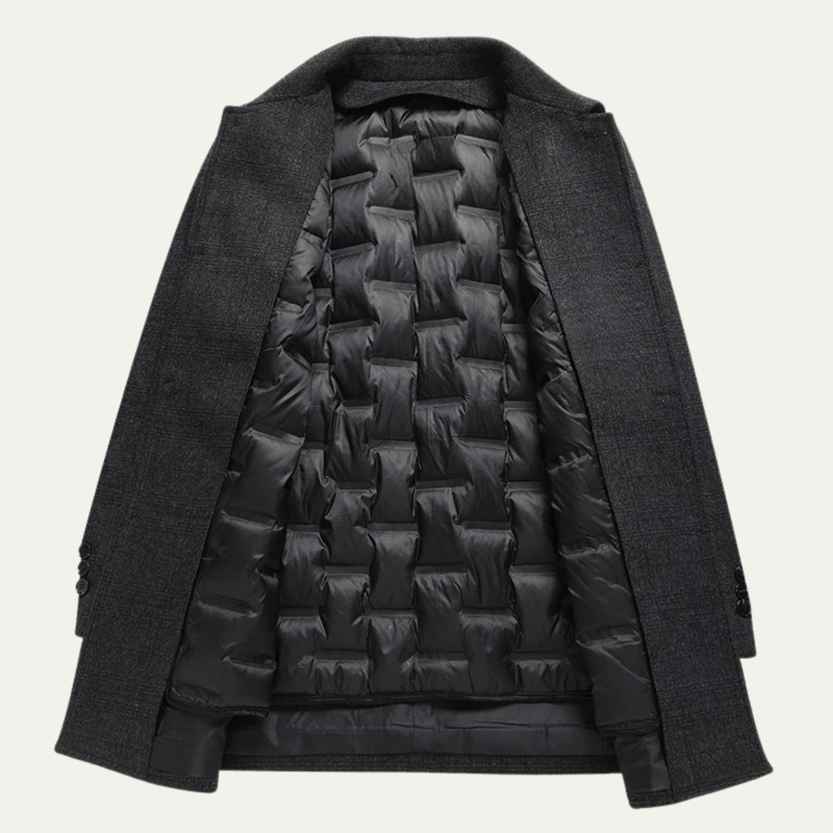 Warm Plaid Wool Men's Winter Overcoat Coat