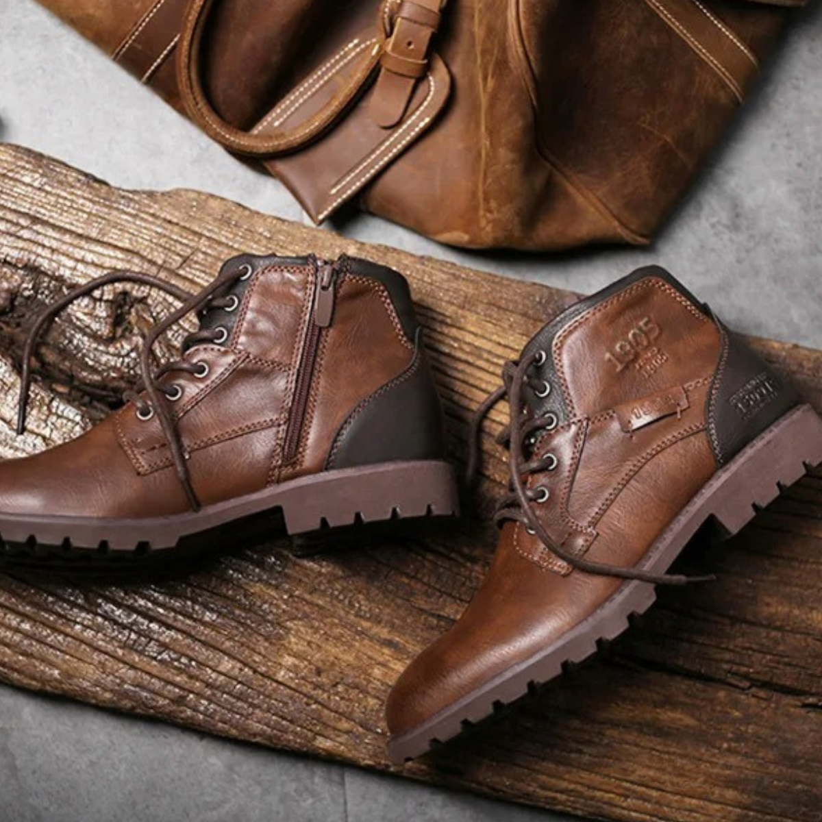 Rugged Men's Classic Leather Ankle Boots