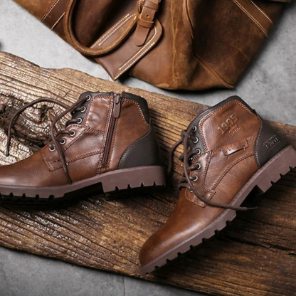 Rugged Men's Classic Leather Ankle Boots