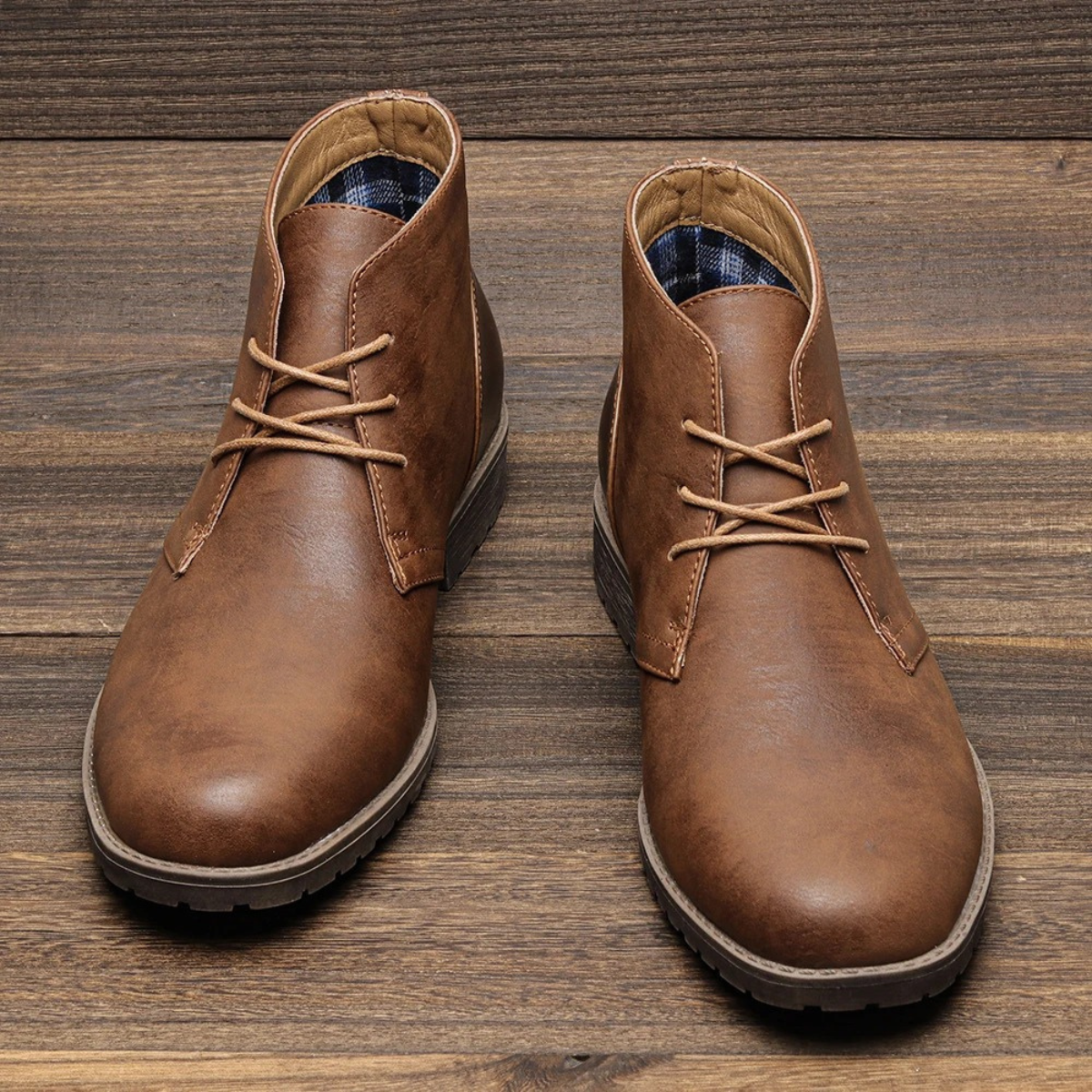 Vintage Men's Brown Leather Ankle Boots