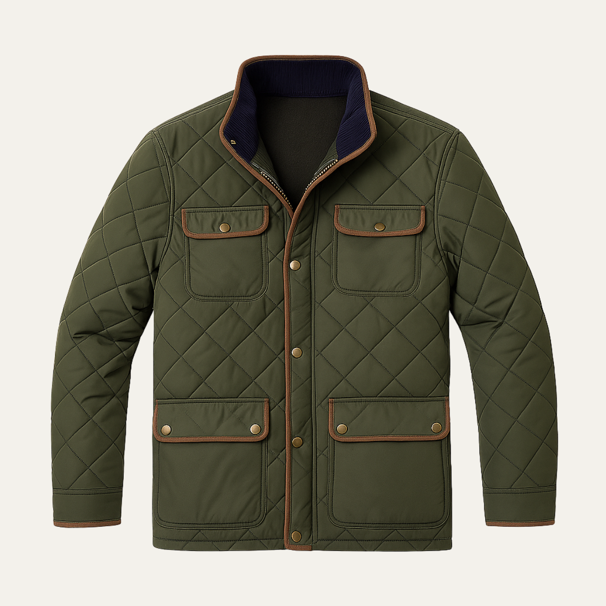 Slim Fit Men's Quilted Diamond Pattern Jacket - OutfitLondon