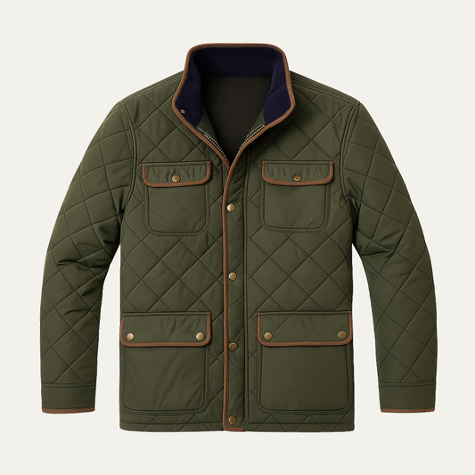 Slim Fit Men's Quilted Diamond Pattern Jacket - OutfitLondon