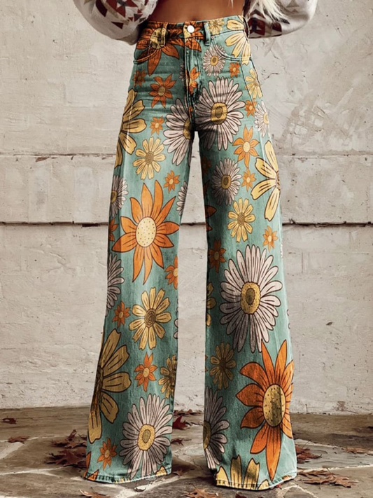 Classic Floral Loose Fit Trousers - OutfitLondon