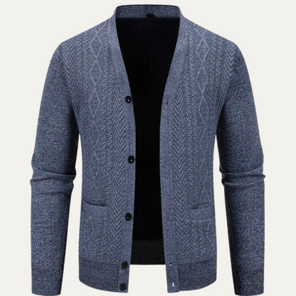 Men's Cozy Crew Neck Pocket Cardigan Sweater