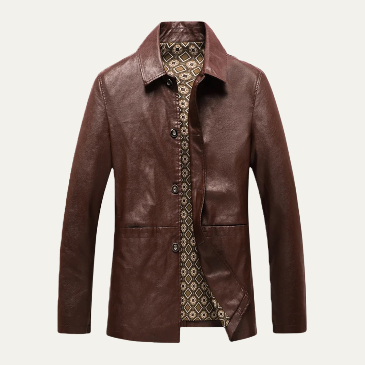 Stylish Men's Synthetic Leather Blazer Jacket