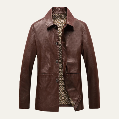 Stylish Men's Synthetic Leather Blazer Jacket