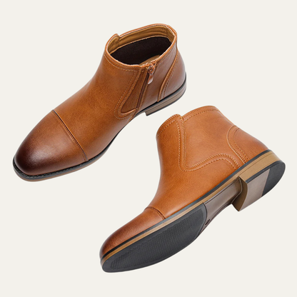 Stylish Men's Leather Zip Up Ankle Boots