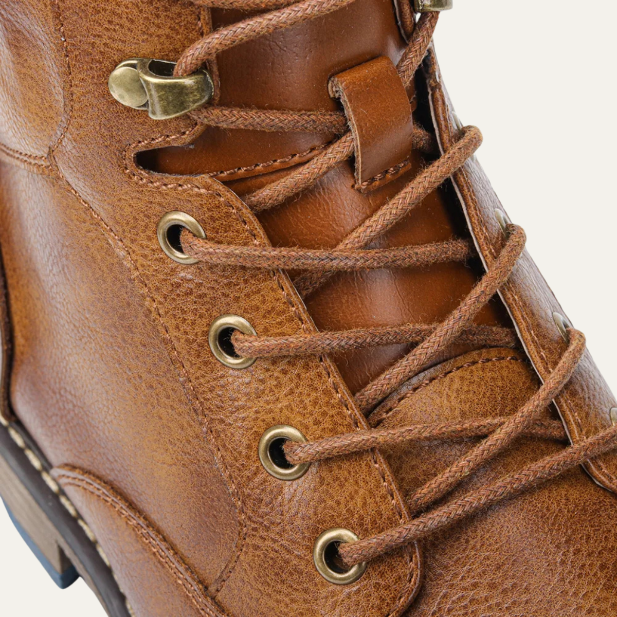 Brown Leather Mens Ankle Boots Lace Up Style