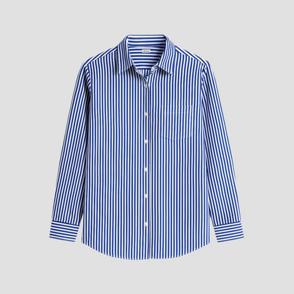 Timeless Navy Blue Striped Shirt - OutfitLondon