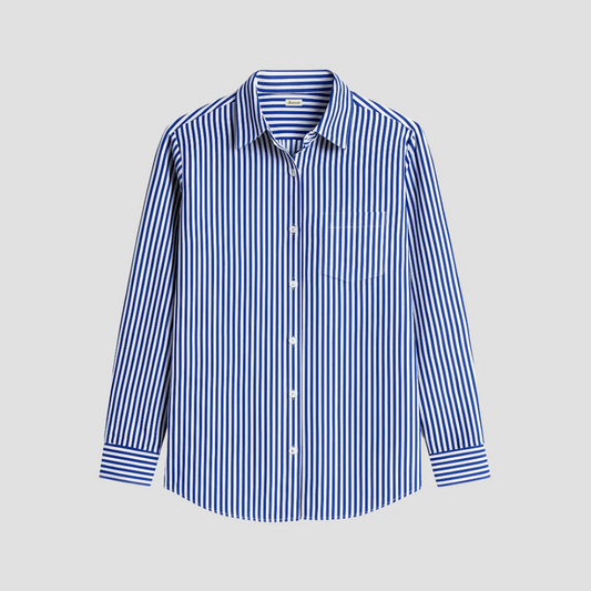 Timeless Navy Blue Striped Shirt - OutfitLondon