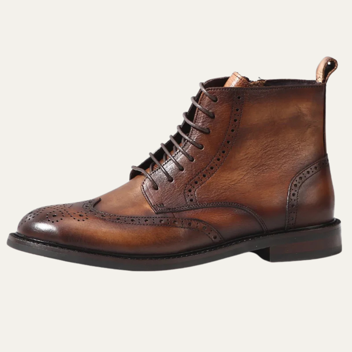 Classic Men's Brown Leather Lace Up Boots - OutfitLondon