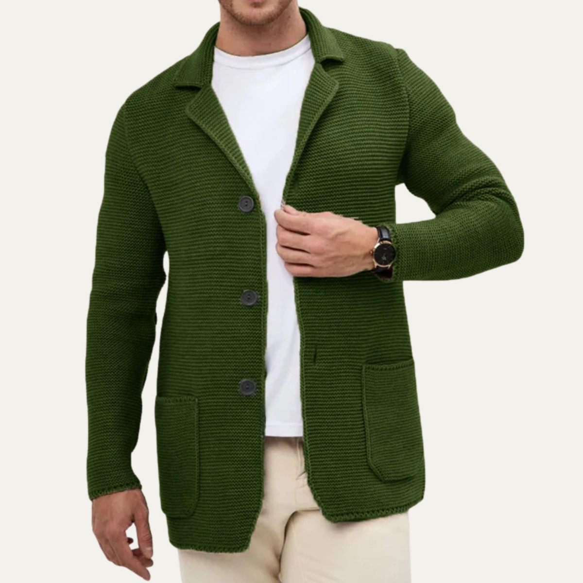 Cozy Men's Button Down Knit Cardigan Jacket