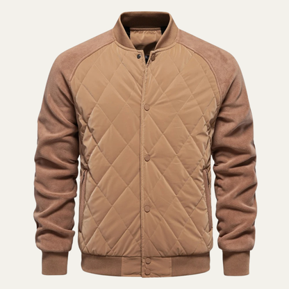 Warm Mens Quilted Patchwork Bomber Coat