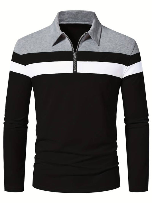 Classic Mens Zip Polo Shirt - OutfitLondon
