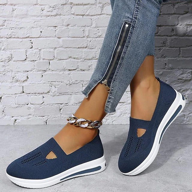 Women's Flyknit Flat Heel Round Toe Casual Walking Shoes