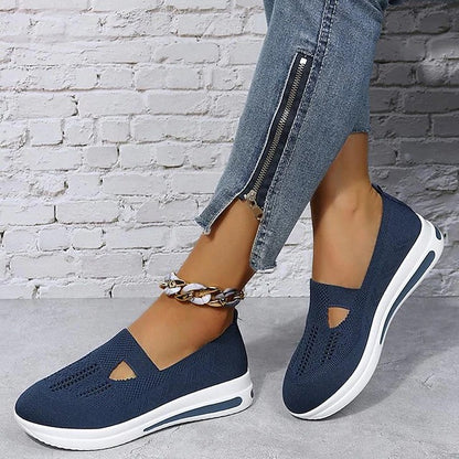 Women's Flyknit Flat Heel Round Toe Casual Walking Shoes