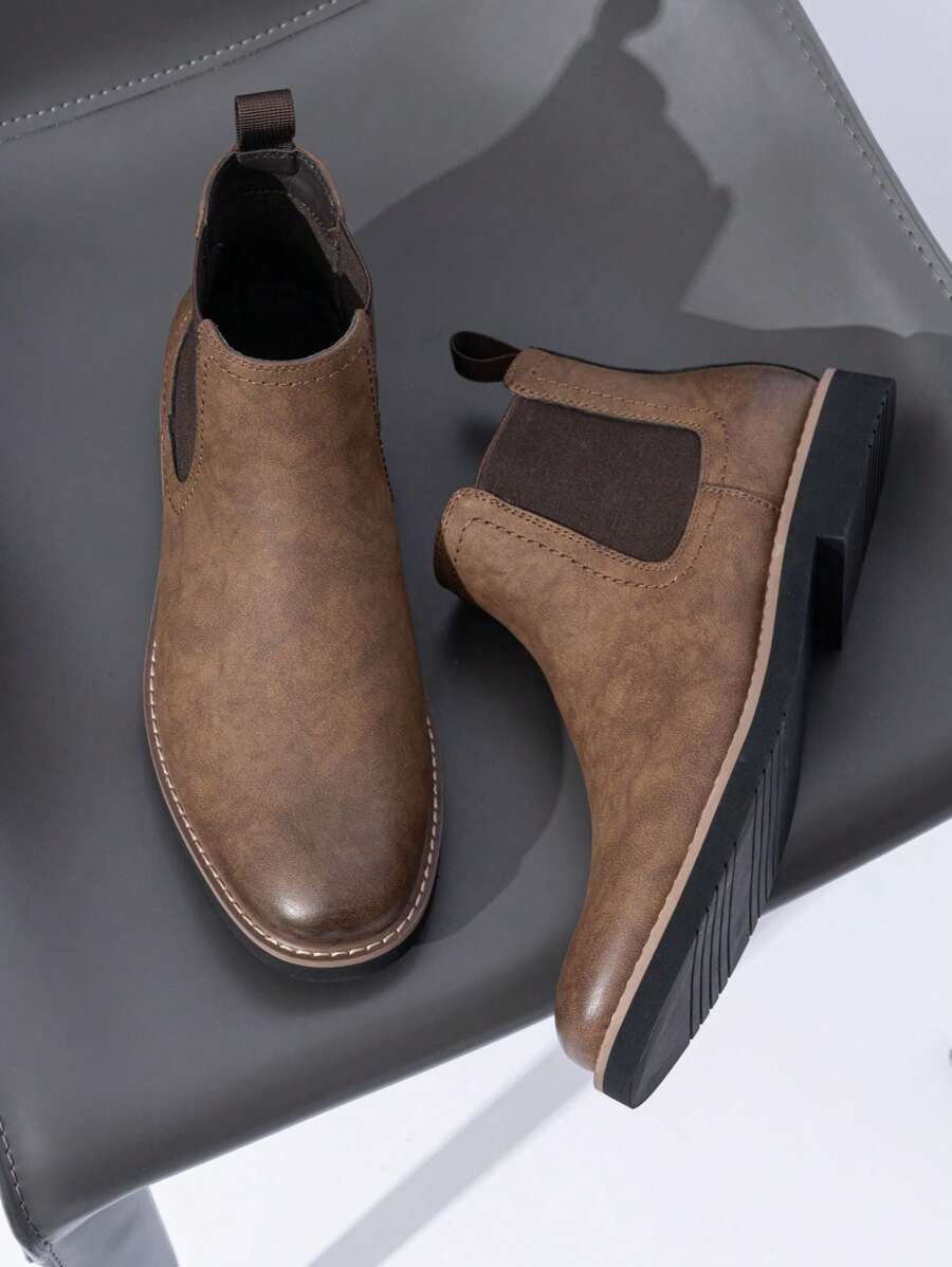 Thick Ankle Boots Brown Leather