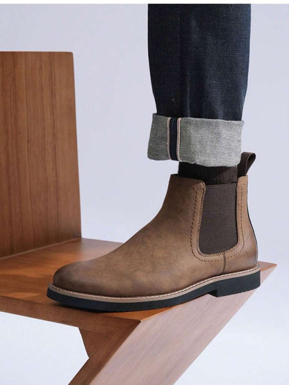 Thick Ankle Boots Brown Leather
