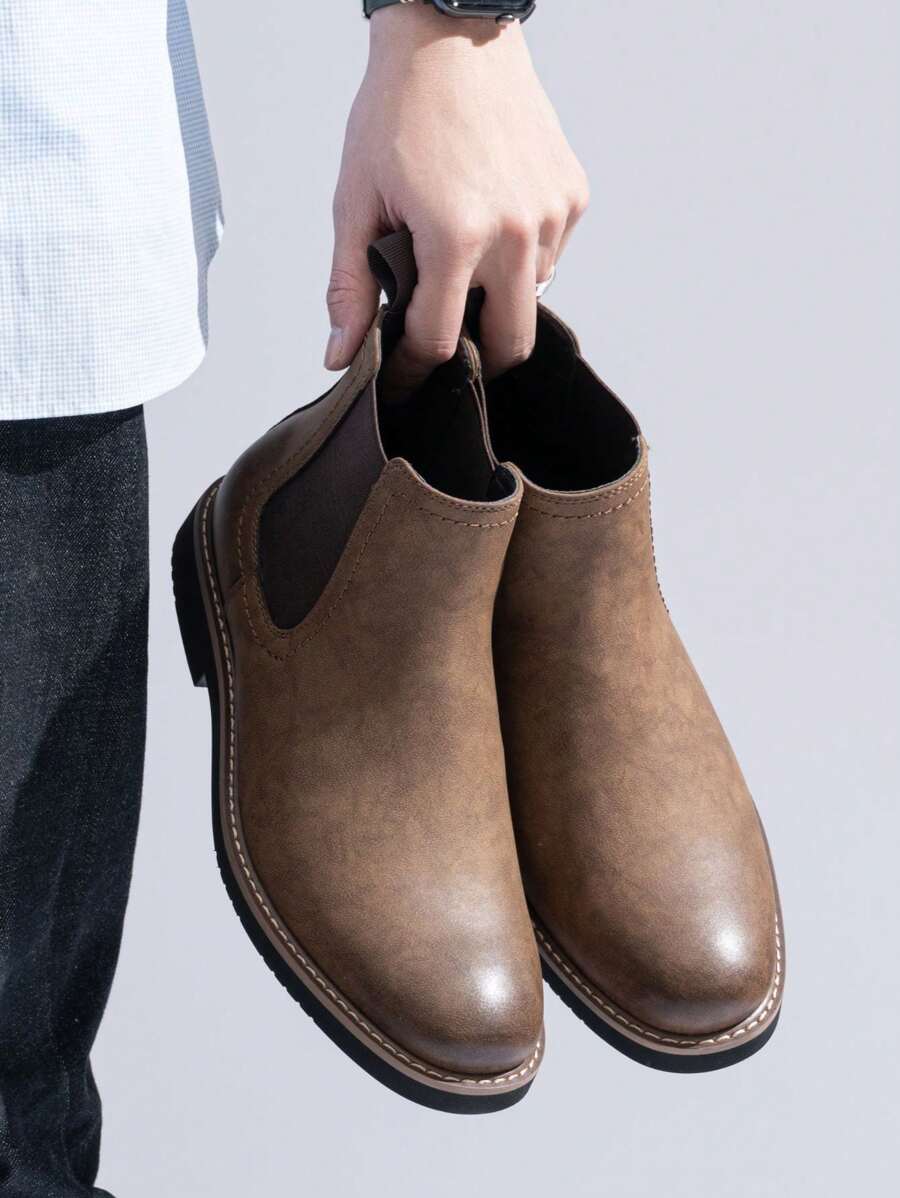 Thick Ankle Boots Brown Leather